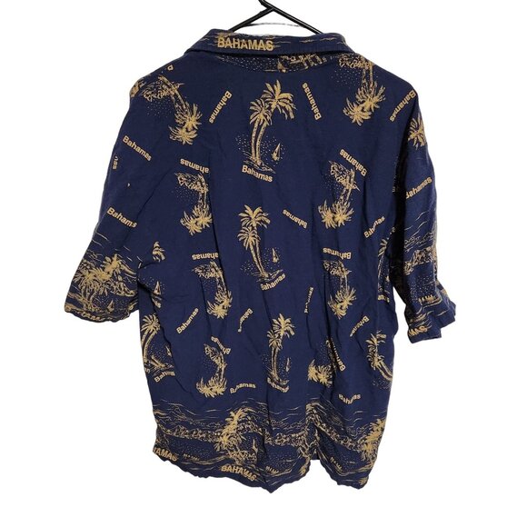 Coj Apparels Hawaiian Shirt Mens Size 1X Bahamas Palm Trees Blue Short Sleeve - Picture 2 of 6